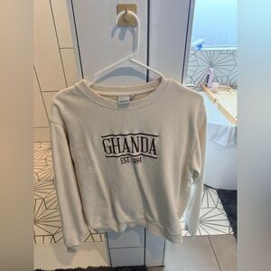 Ghanda Off-White 100% Cotton Crewneck Sweatshirt